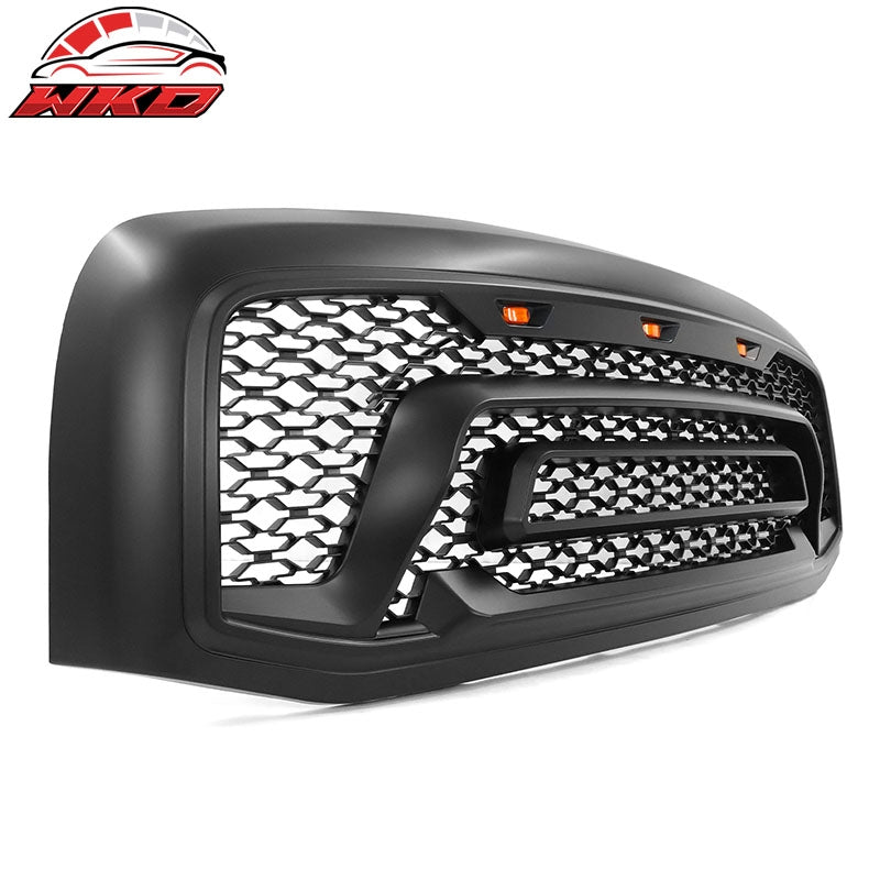 Fits 06-09 Dodge Ram 1500 2500 3500 Matte Black Front Grille W/ Signal Lights