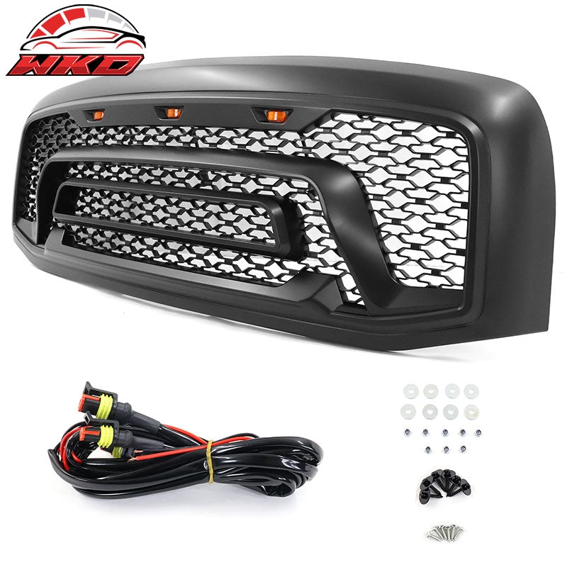 Fits 06-09 Dodge Ram 1500 2500 3500 Matte Black Front Grille W/ Signal Lights