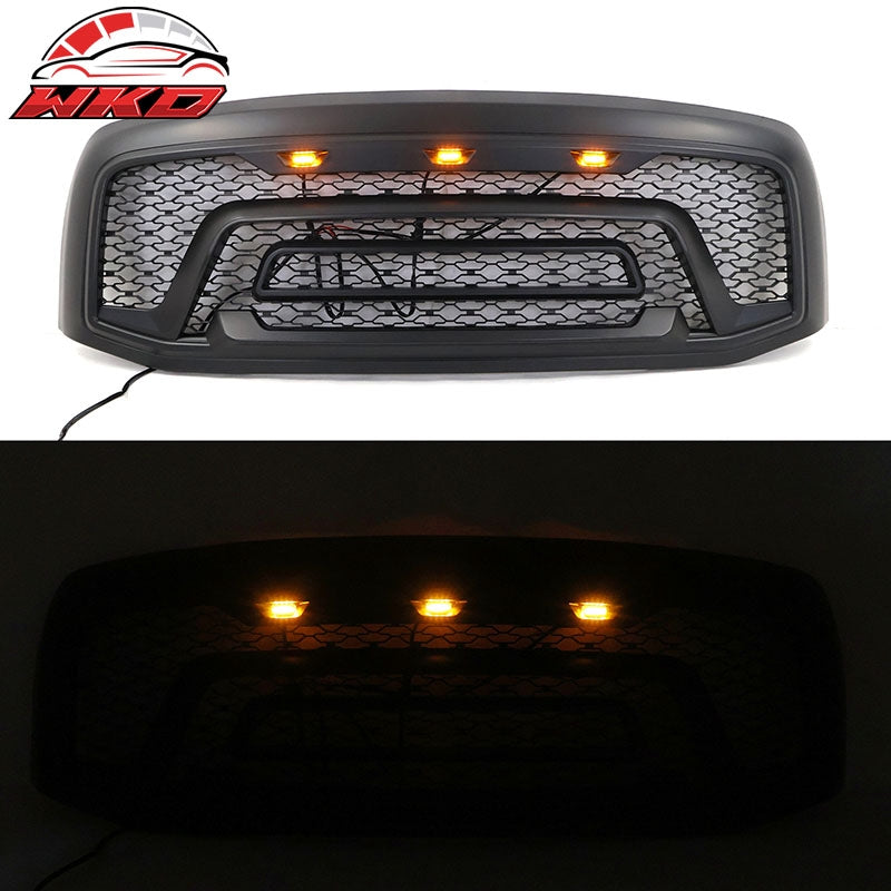Fits 06-09 Dodge Ram 1500 2500 3500 Matte Black Front Grille W/ Signal Lights