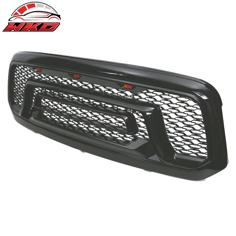 For 13-24 Dodge Ram 1500 Rebel Style Front Bumper Grille W/LED Light Gloss Black