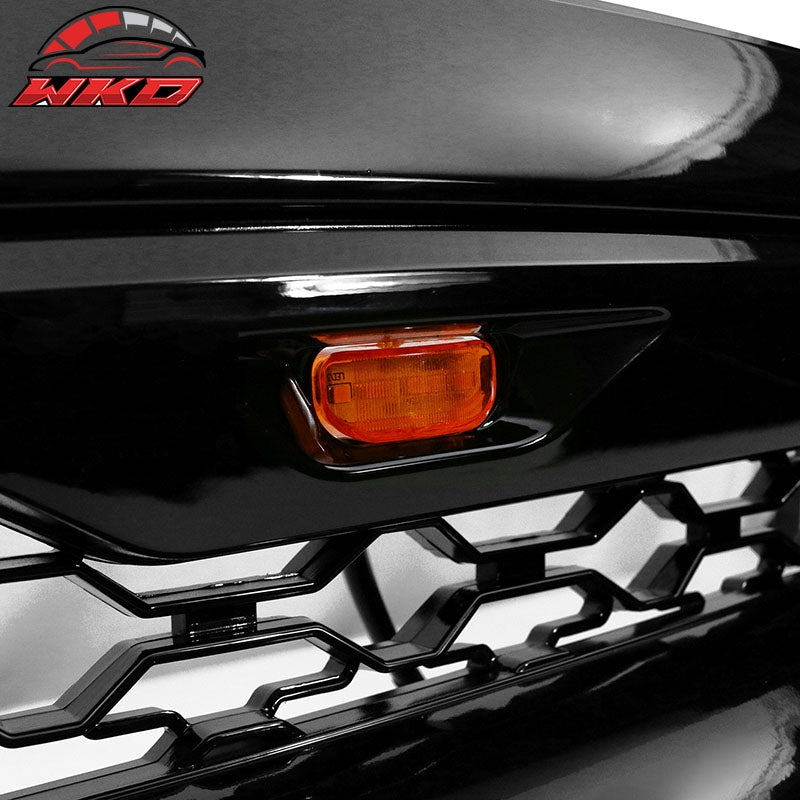 For 13-24 Dodge Ram 1500 Rebel Style Front Bumper Grille W/LED Light Gloss Black