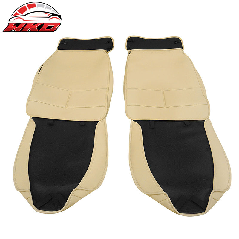 For 09-23 Dodge Ram 1500 2500 3500 Beige Seat Covers PU Leather 5-Seat Bench Pad