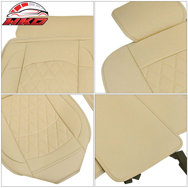 For 09-23 Dodge Ram 1500 2500 3500 Beige Seat Covers PU Leather 5-Seat Bench Pad