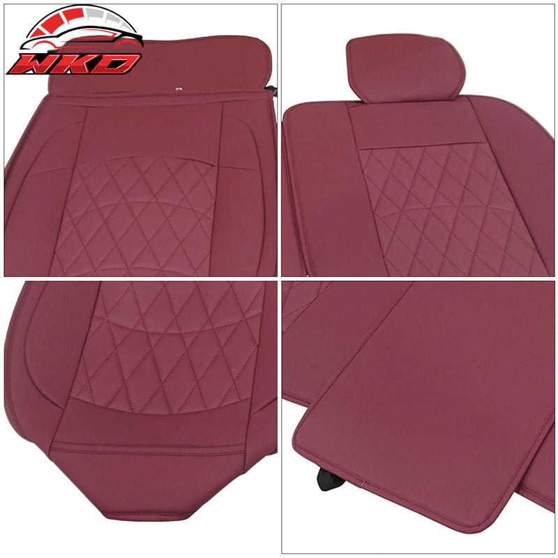 For 09-23 Dodge Ram 1500 2500 3500 Red Seat Covers PU Leather 5-Seats Bench Pad