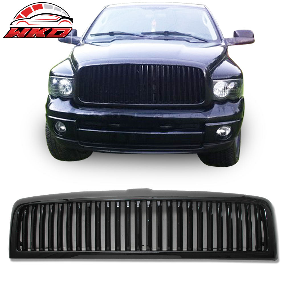 Fits 94-02 Dodge Ram Unpainted Vertical Front Bumper Hood Upper Grille Grill ABS