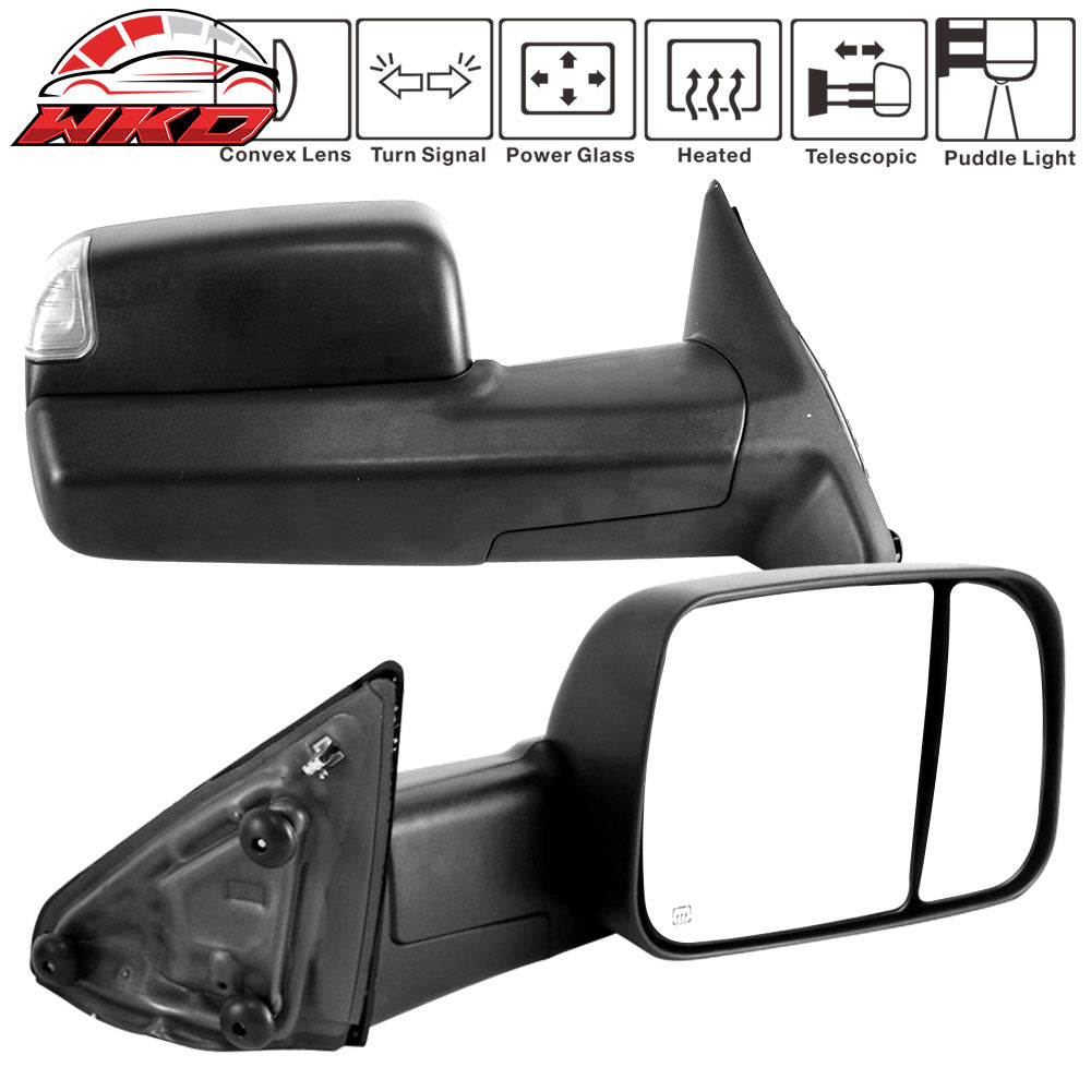 Fits 09-12 Dodge Ram 1500 2500 3500 2PCS Full Side Mirror Covers W/Signal Lights