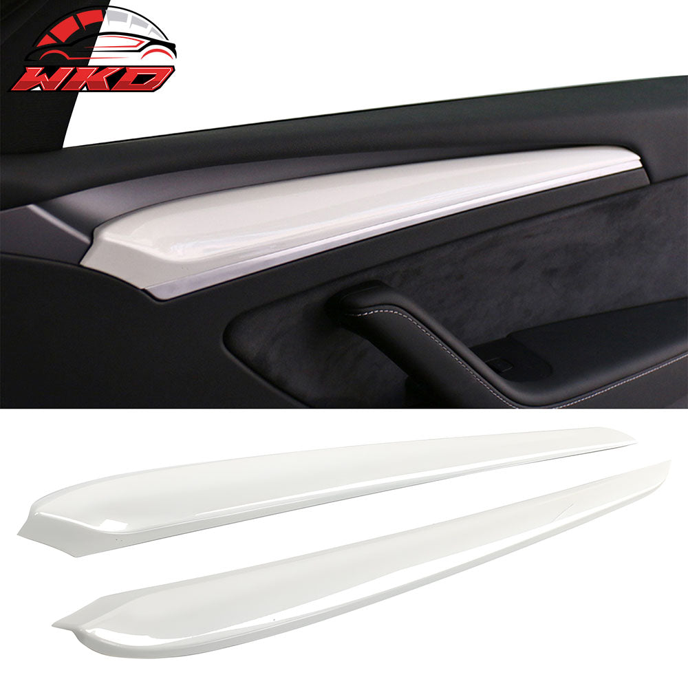 Fits 21-23 Tesla Model 3 23 Y ABS Front Door Decorative Panel Trim White - 2PCS