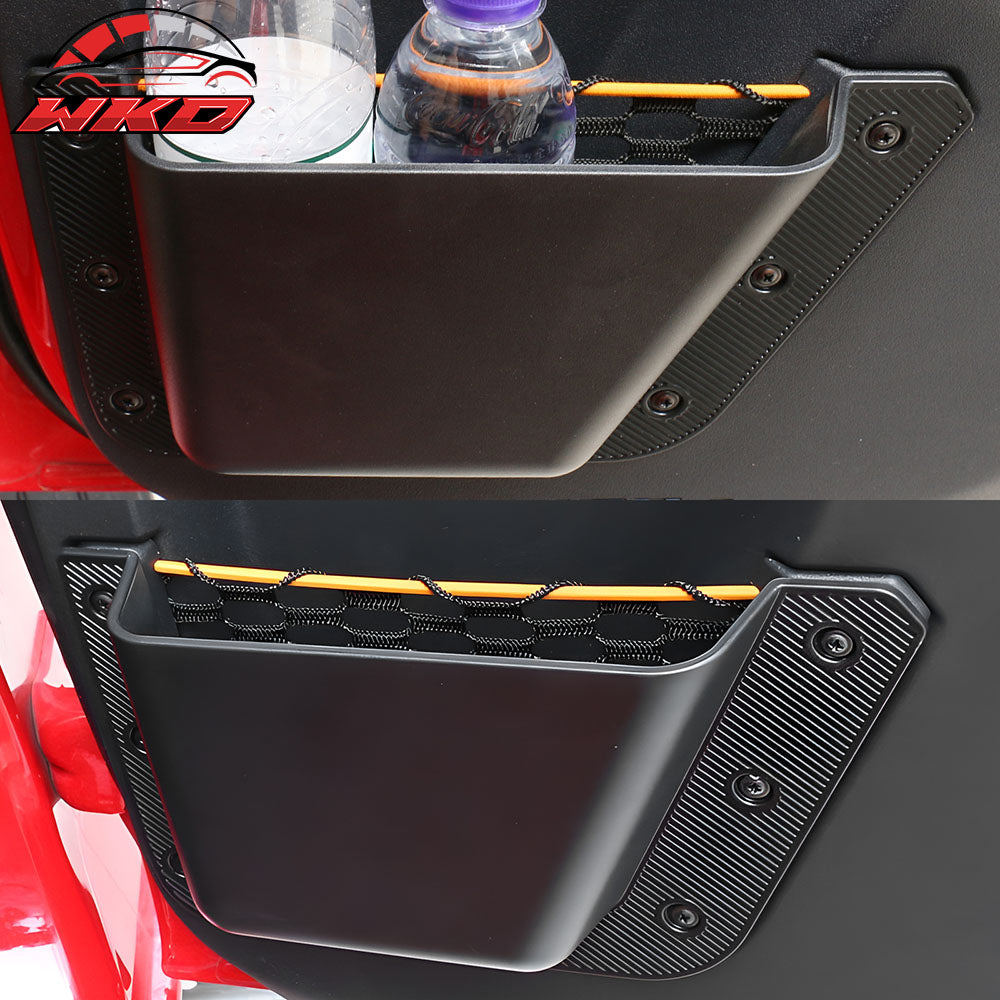 Fits 21-25 Ford Bronco 4Dr Black Front & Rear Door Storage Pockets Box TPE + ABS