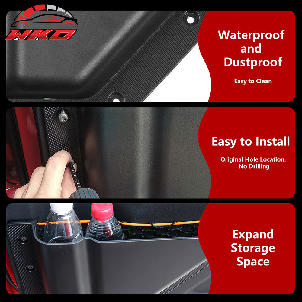 Fits 21-25 Ford Bronco 4Dr Black Front & Rear Door Storage Pockets Box TPE + ABS