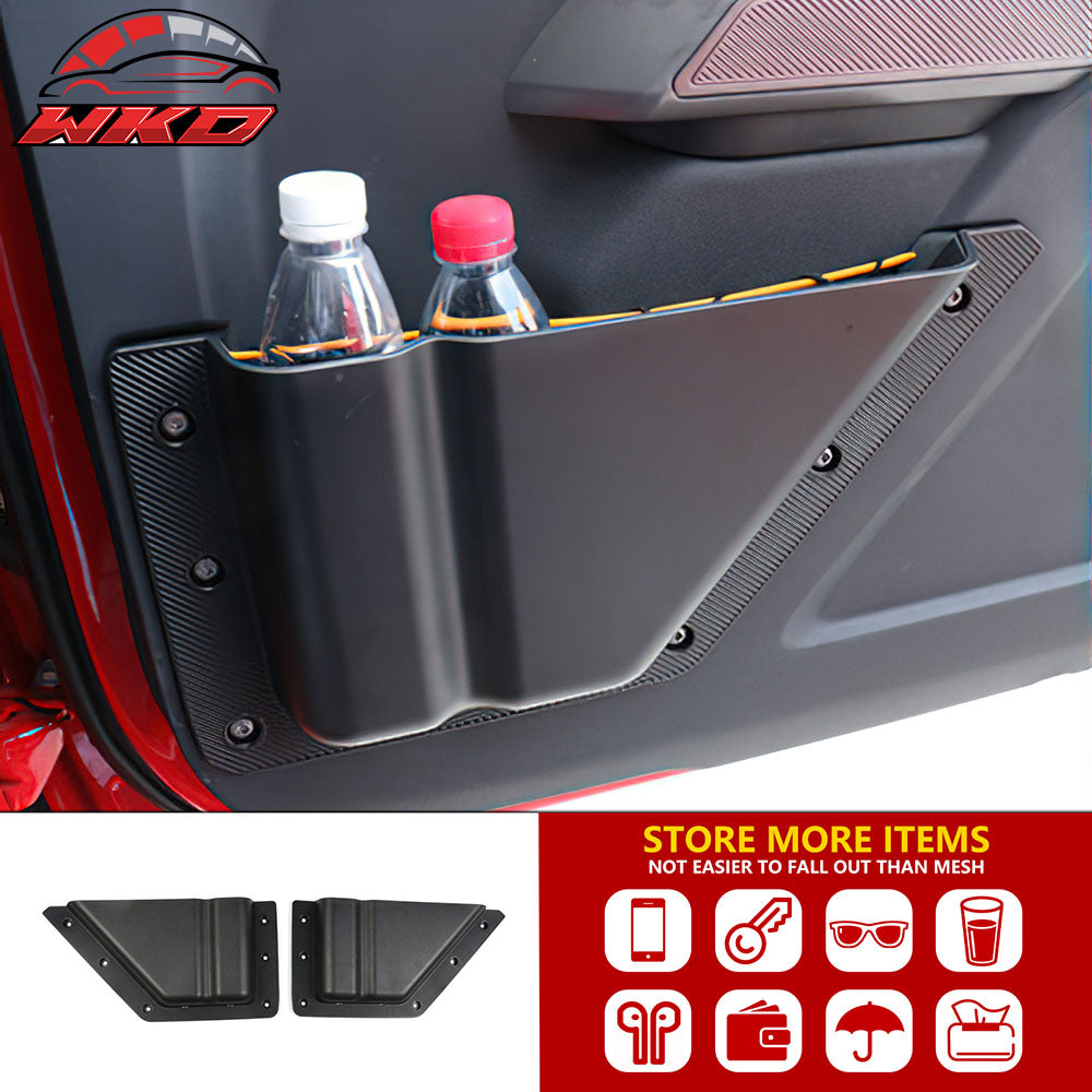 Fits 21-25 Ford Bronco 4Dr Black Front & Rear Door Storage Pockets Box TPE + ABS
