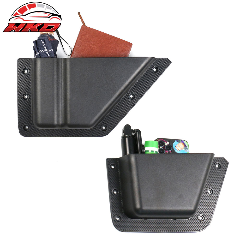 Fits 21-25 Ford Bronco 4Dr Black Front & Rear Door Storage Pockets Box TPE + ABS