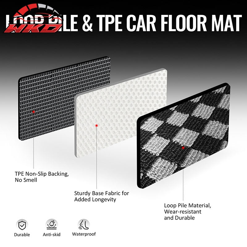 06-11 E90 3 Series 4DR Floor Mats Carpets Checkered Black Gray Plaid FOR: (BMW)