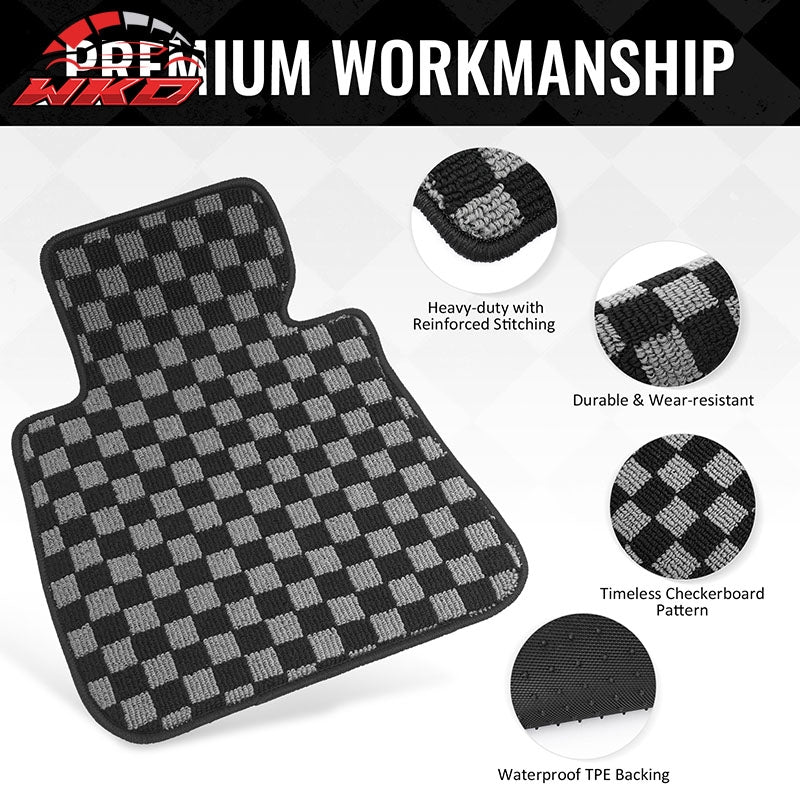 06-11 E90 3 Series 4DR Floor Mats Carpets Checkered Black Gray Plaid FOR: (BMW)