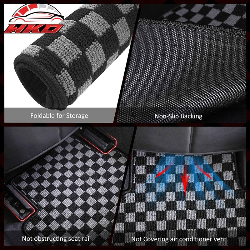 06-11 E90 3 Series 4DR Floor Mats Carpets Checkered Black Gray Plaid FOR: (BMW)