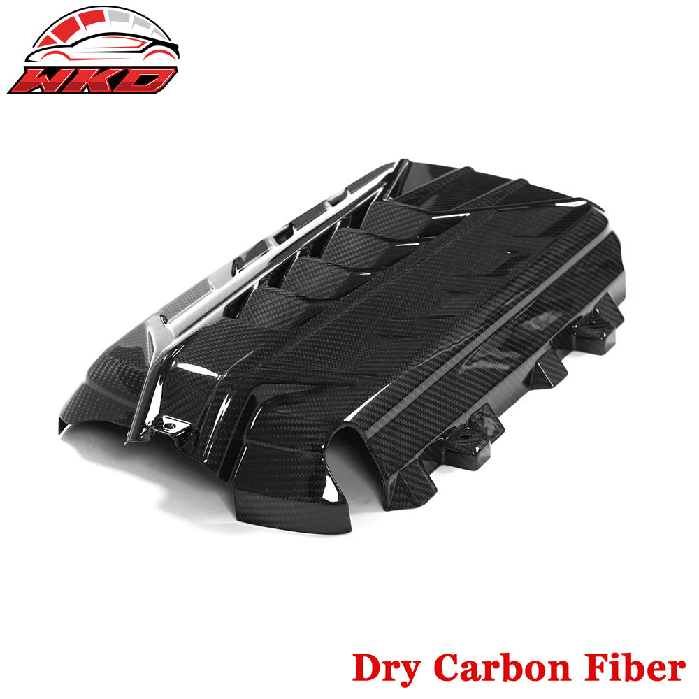 Dry Carbon Fiber Fits 20-25 Chevy Corvette C8 6.2L LT2 Engine Cover Gloss Black