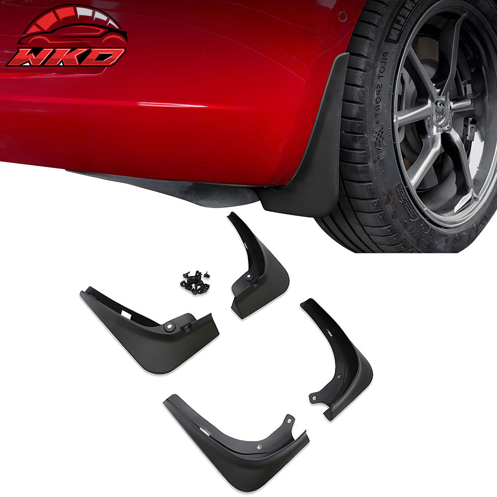 Fits 17-23 Tesla Model 3 4DR Mud Guards Splash Flaps Fender Matte Black PP 4PCS