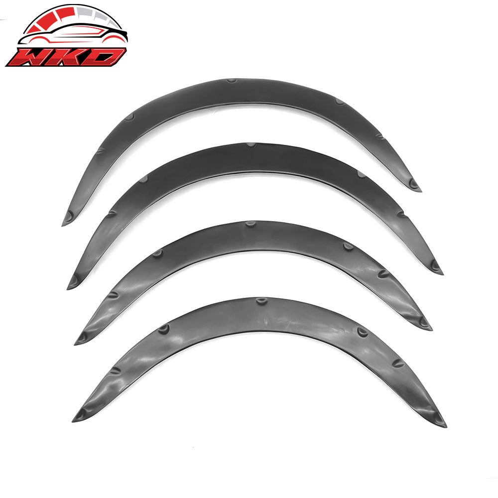 Universal Fitment Fender Flares PU Unpainted Black Wheel Cover Protector 4PCS