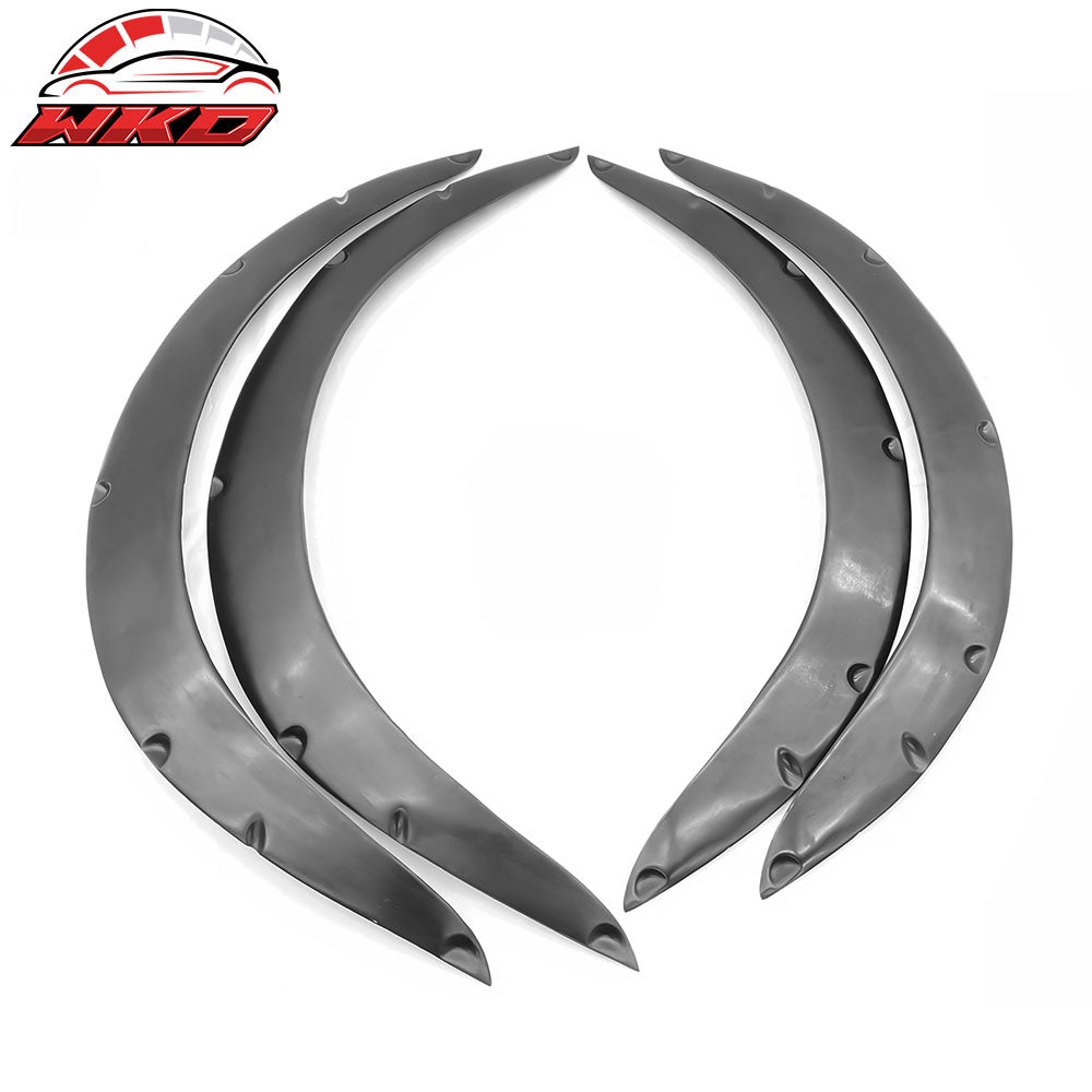 Universal Fitment Fender Flares PU Unpainted Black Wheel Cover Protector 4PCS