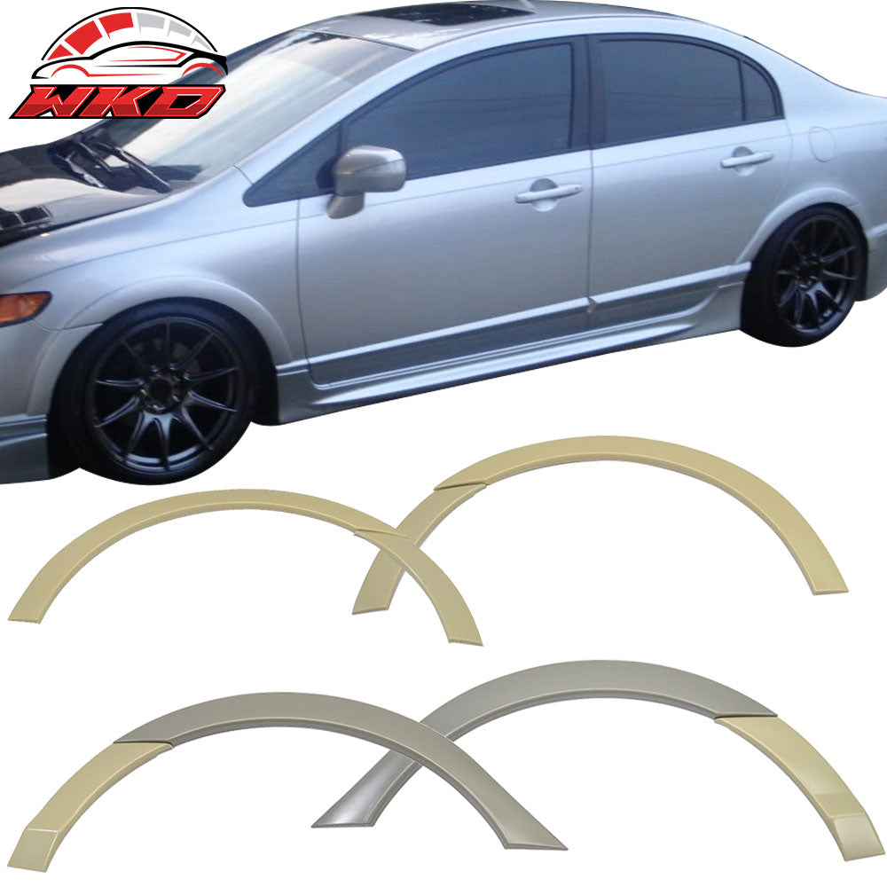 Fits 06-11 Honda Civic Sedan RR Style Front Rear Fender Flares Unpainted ABS