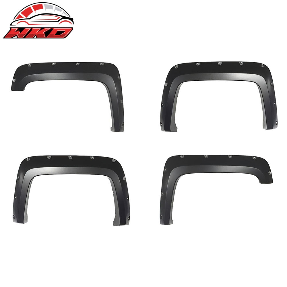 16-18 GMC Sierra 2500 HD Pocket Rivet Style Fender Flares Smooth Black | Wholesale