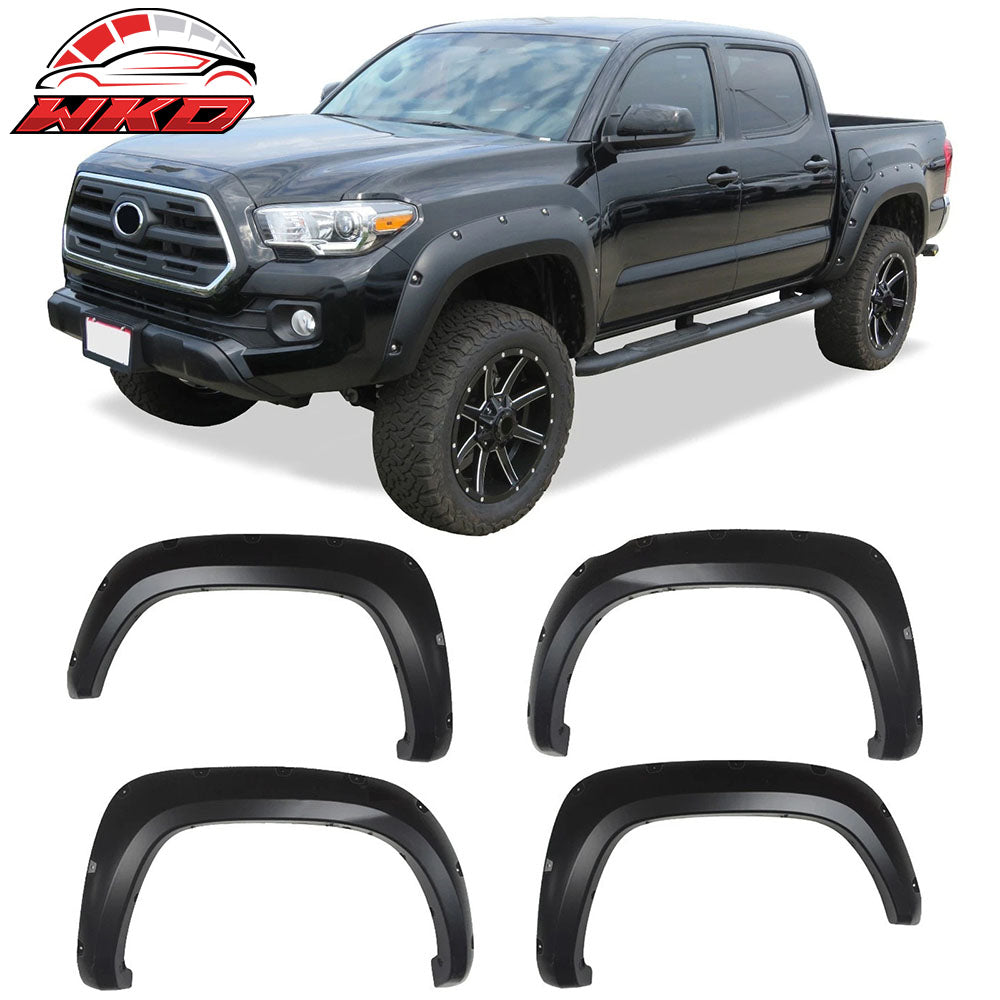 Fits 16-17 Toyota Tacoma Pocket Rivet Bolt Style Fender Flares Wheel Covers ABS