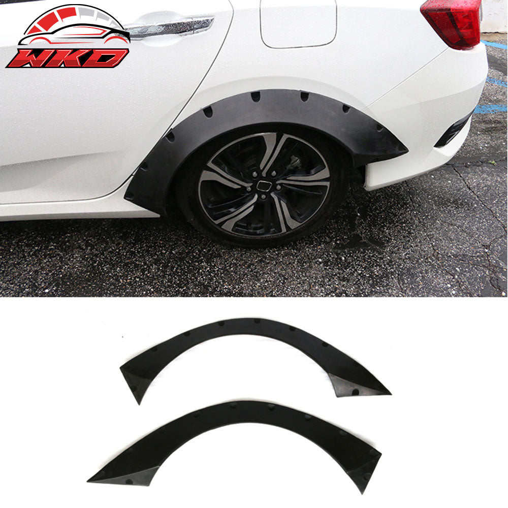 Fits 16-21 Honda Civic Sedan RB Style Rear Wide Body Wheel Arch Fender Flares PU