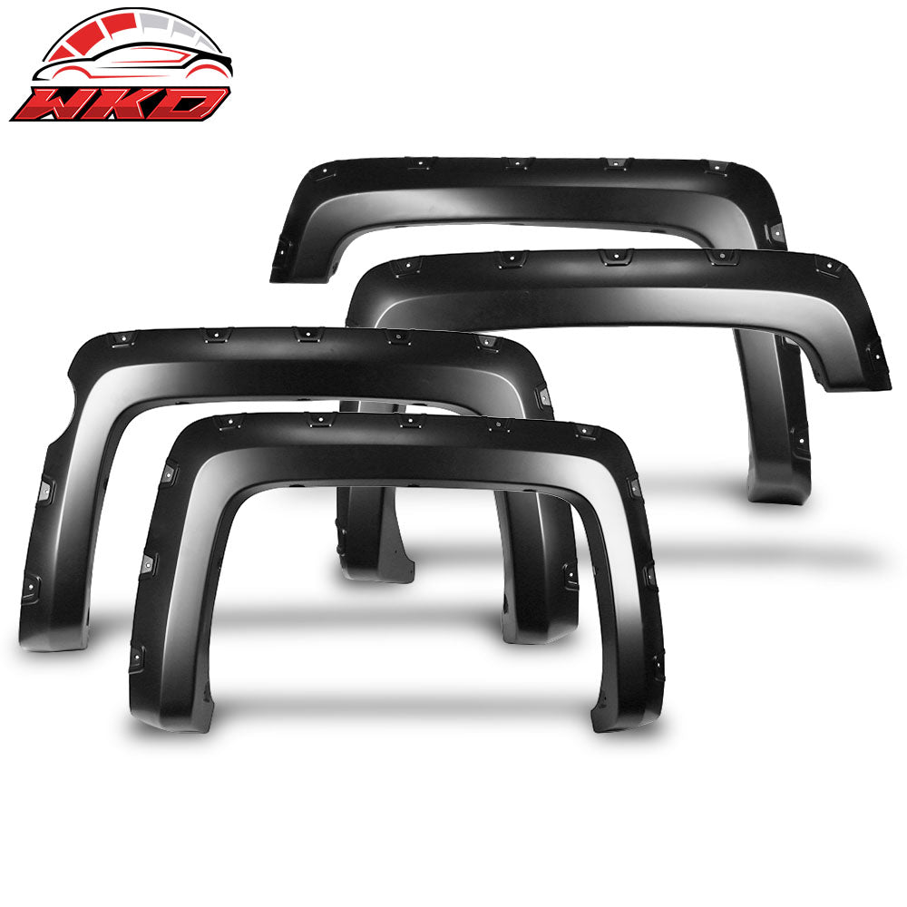 Fits 14-18 Silverado Short Bed Fleetside Pocket Rivet Fender Flares PP Smooth