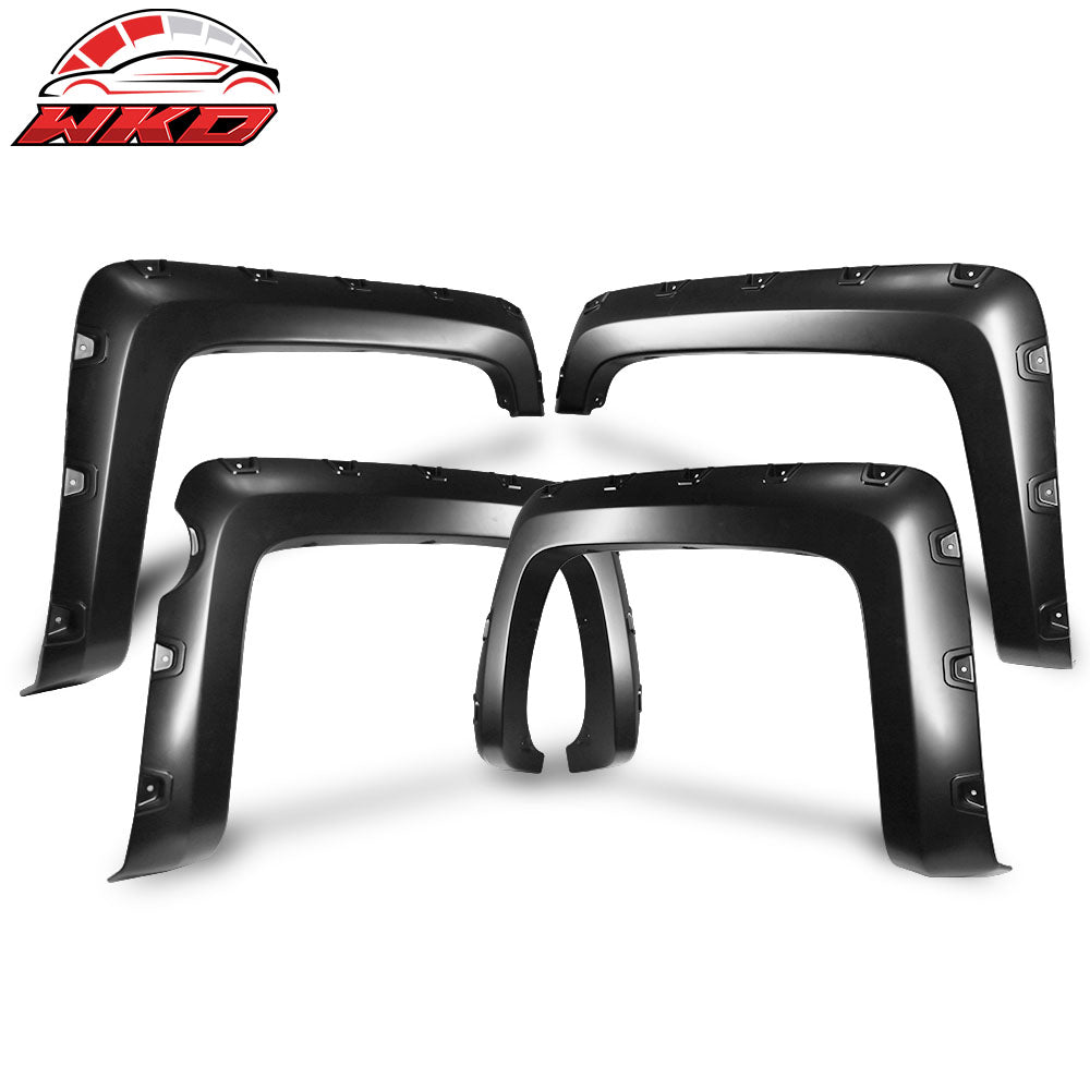 Fits 14-18 Silverado Short Bed Fleetside Pocket Rivet Fender Flares PP Smooth