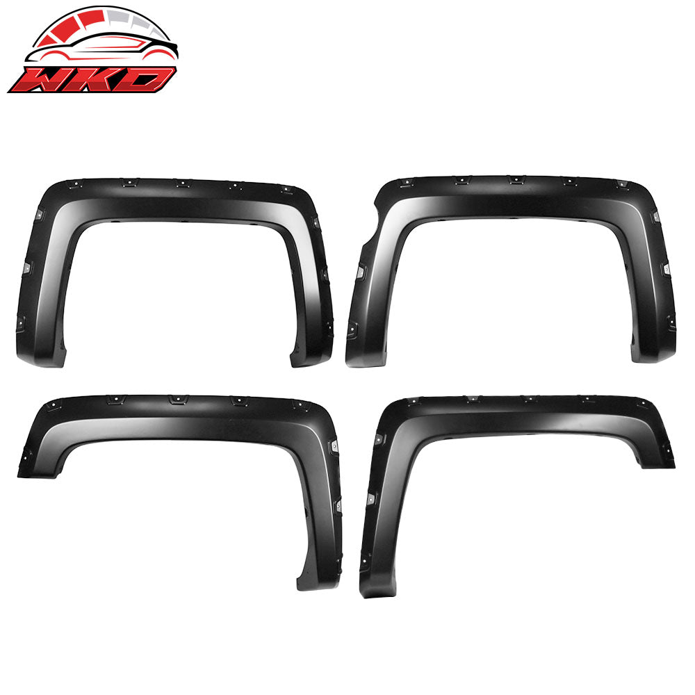 Fits 14-18 Silverado Short Bed Fleetside Pocket Rivet Fender Flares PP Smooth