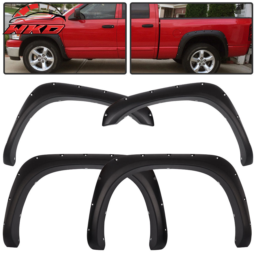 Fits 02-08 Dodge Ram 1500 2500 3500 Pocket Rivet Style Fender Flares PP Textured
