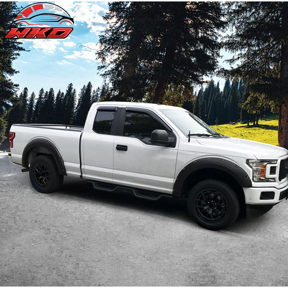 Fits 18-19 Ford F150 Offroad Pocket Style Fender Flares 4PC Smooth Black - PP