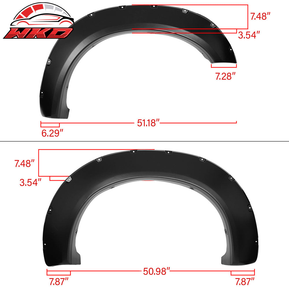 Fits 11-16 Ford F-250 F-350 Super Duty Pocket Rivet 81.8"/98" Fender Flares PP