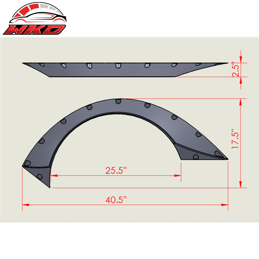 Universal 40.5"x17.5" RB Style 4PC Fender Flares Body Wheel Extra Wide Arches PP