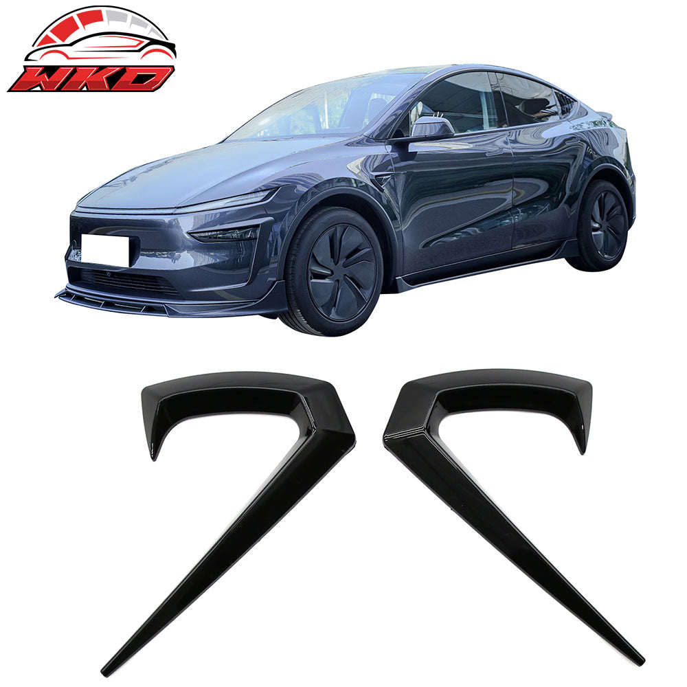 Fits 25-26 Tesla Model Y Juniper Side Fender Trim Gloss Black Vent ABS Decor 2PC