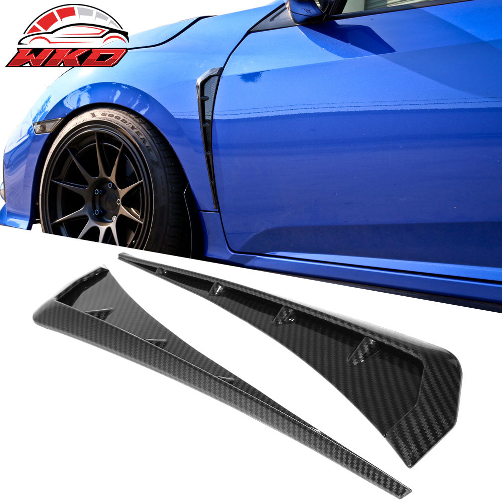 Fits 16-21 Honda Civic 10th Gen Fender Vents Front Pair Carbon Fiber Print