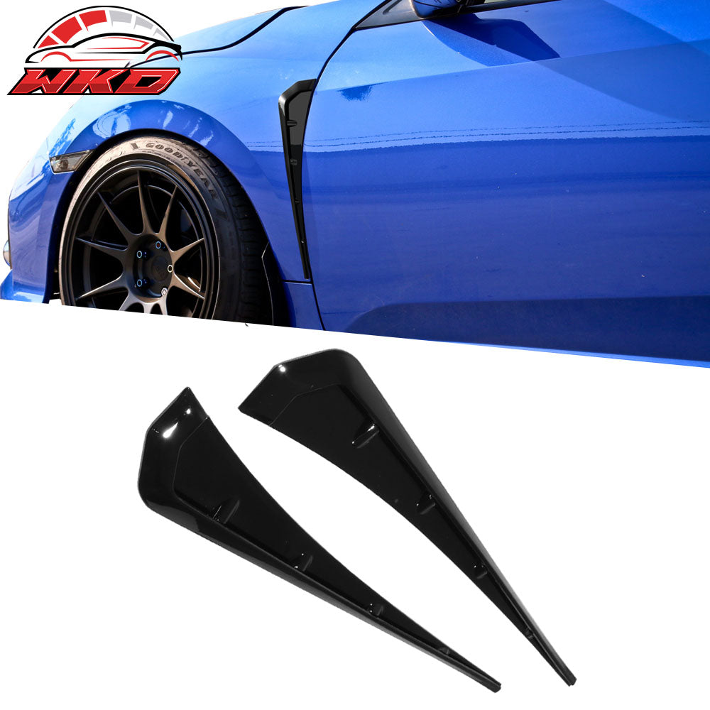 Fits 16-20 Honda Civic 10th Gen Front Fender Side Vent Cover Gloss Black ABS