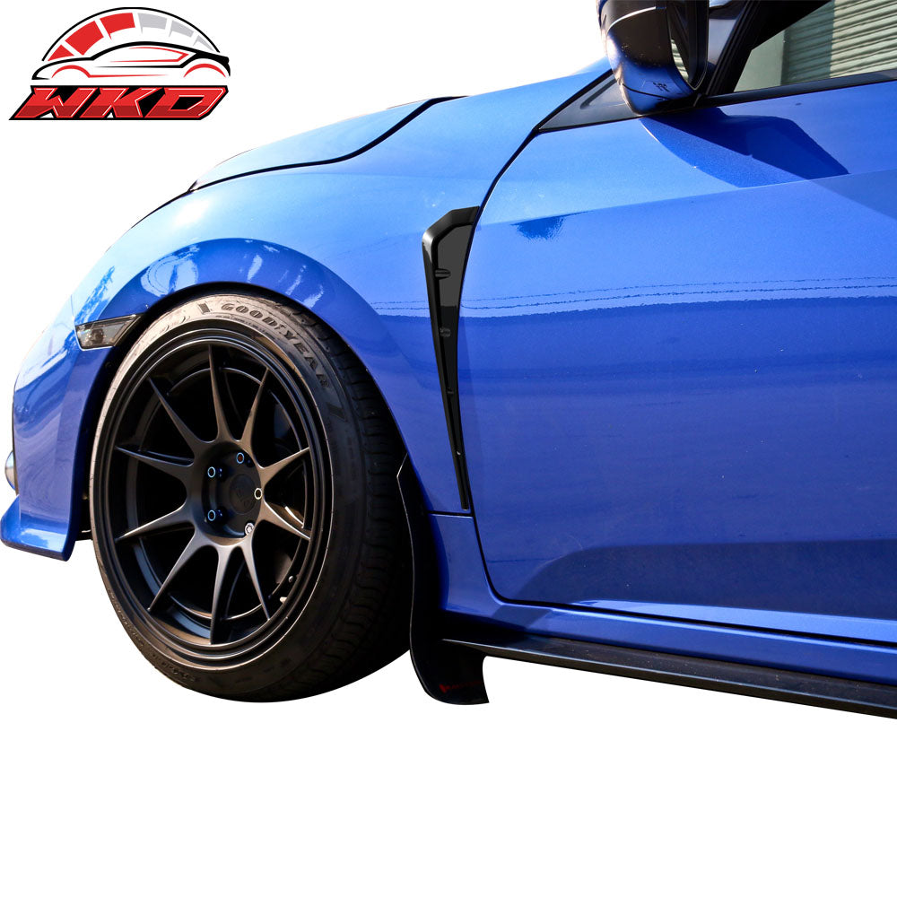 Fits 16-20 Honda Civic 10th Gen Front Fender Side Vent Cover Gloss Black ABS