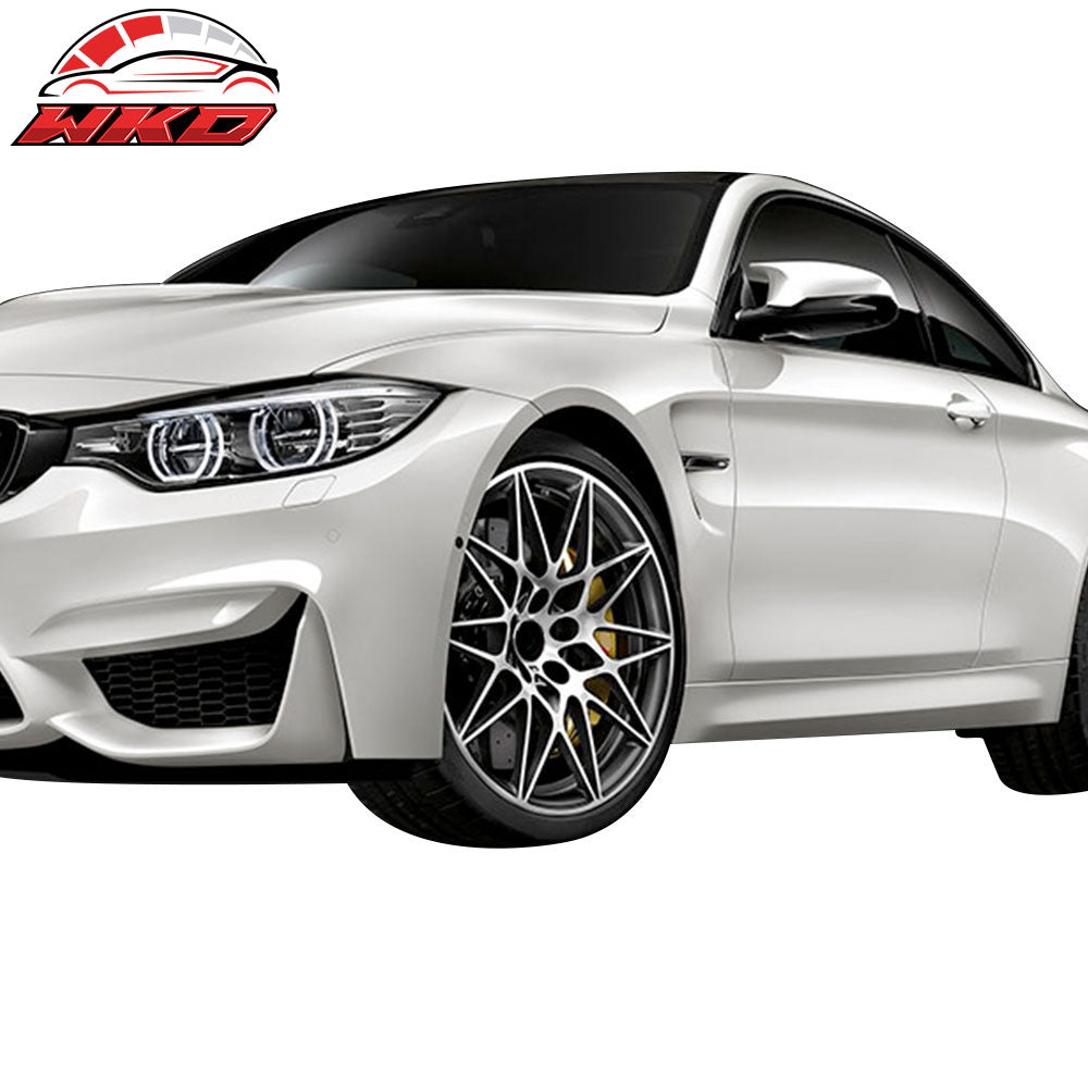 Fits 12-18 F30 M3 M4 Style Metal Fenders + Chrome Side Vent Unpainted