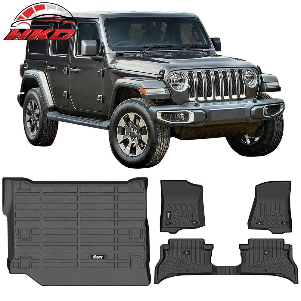 2021-25 Jeep Wrangler 4xe All Weather Floor Mats & Rear Trunk Cargo Liner TPE | Wholesale