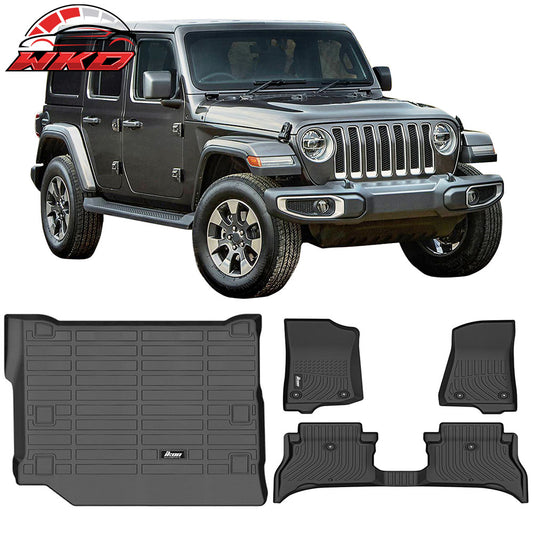 2021-25 Jeep Wrangler 4xe All Weather Floor Mats & Rear Trunk Cargo Liner TPE | Wholesale