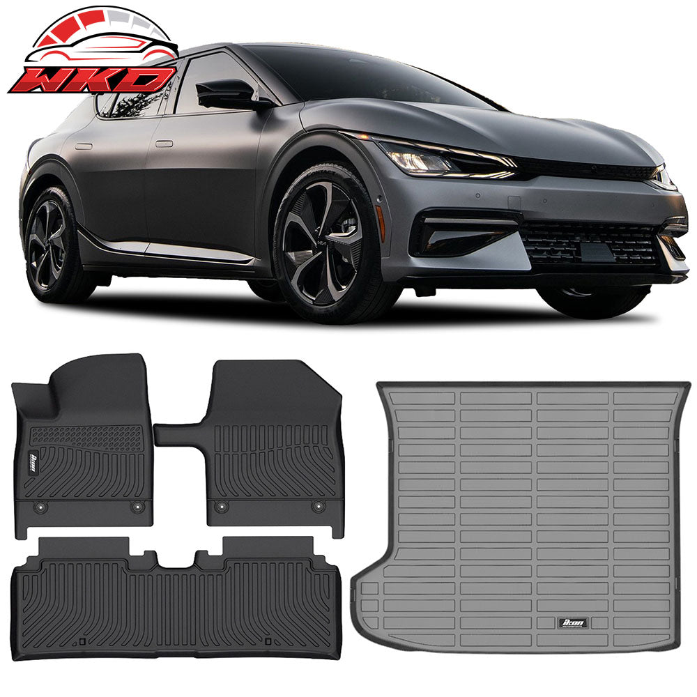 2022-24 Kia EV6 All Weather 3D Molded Floor Mats Carpet Liner + Trunk Mat TPE | Wholesale