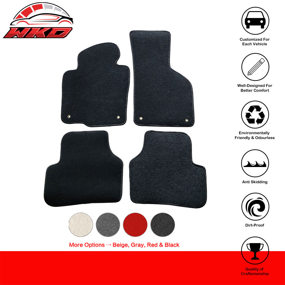 Fits 09-17 Volkswagen CC Sedan Floor Mats Nylon Black Non-Slip Auto Carpets 4PCS