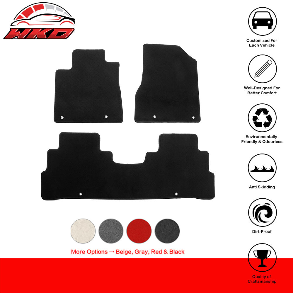 Fits 15-24Ā Nissan Murano Anti-Slip Front Rear Floor Mats Carpet Nylon 3PCS Black