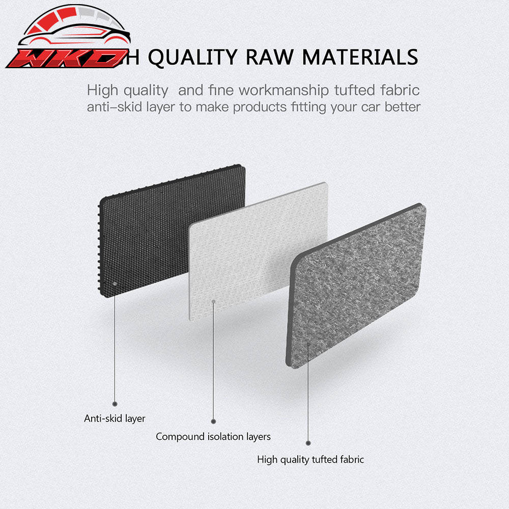 Fits 15-24Ā Nissan Murano Anti-Slip Front Rear Floor Mats Carpet Nylon 3PCS Gray