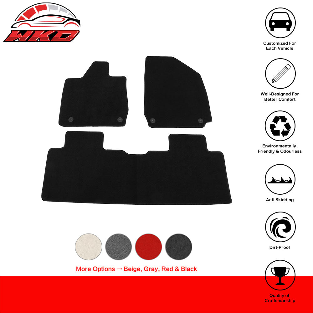 Fits 23-24 Hyundai Ioniq 6 Front Rear Floor Mats Carpets 4 Door Nylon Black 3PCS