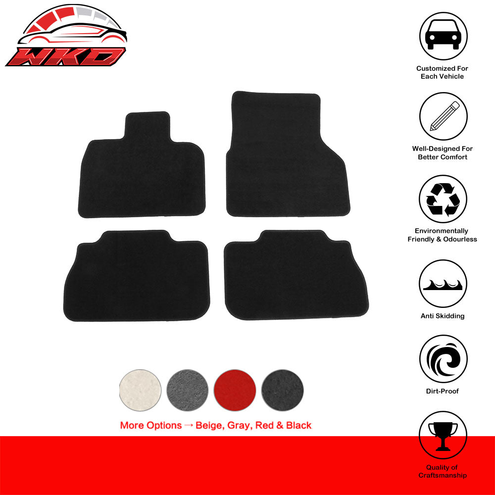 Fits 22-24 BMW I20 iX Nylon Front Rear Floor Mats Full Coverage Carpet Black 4PC