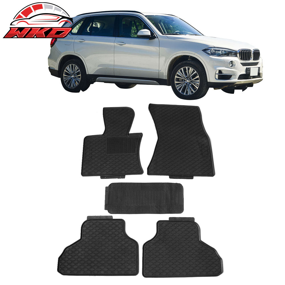 14-18 F15 X5 Heavy Duty Black Latex Floor Mats Front & Second Row 5PC FOR: (BMW)
