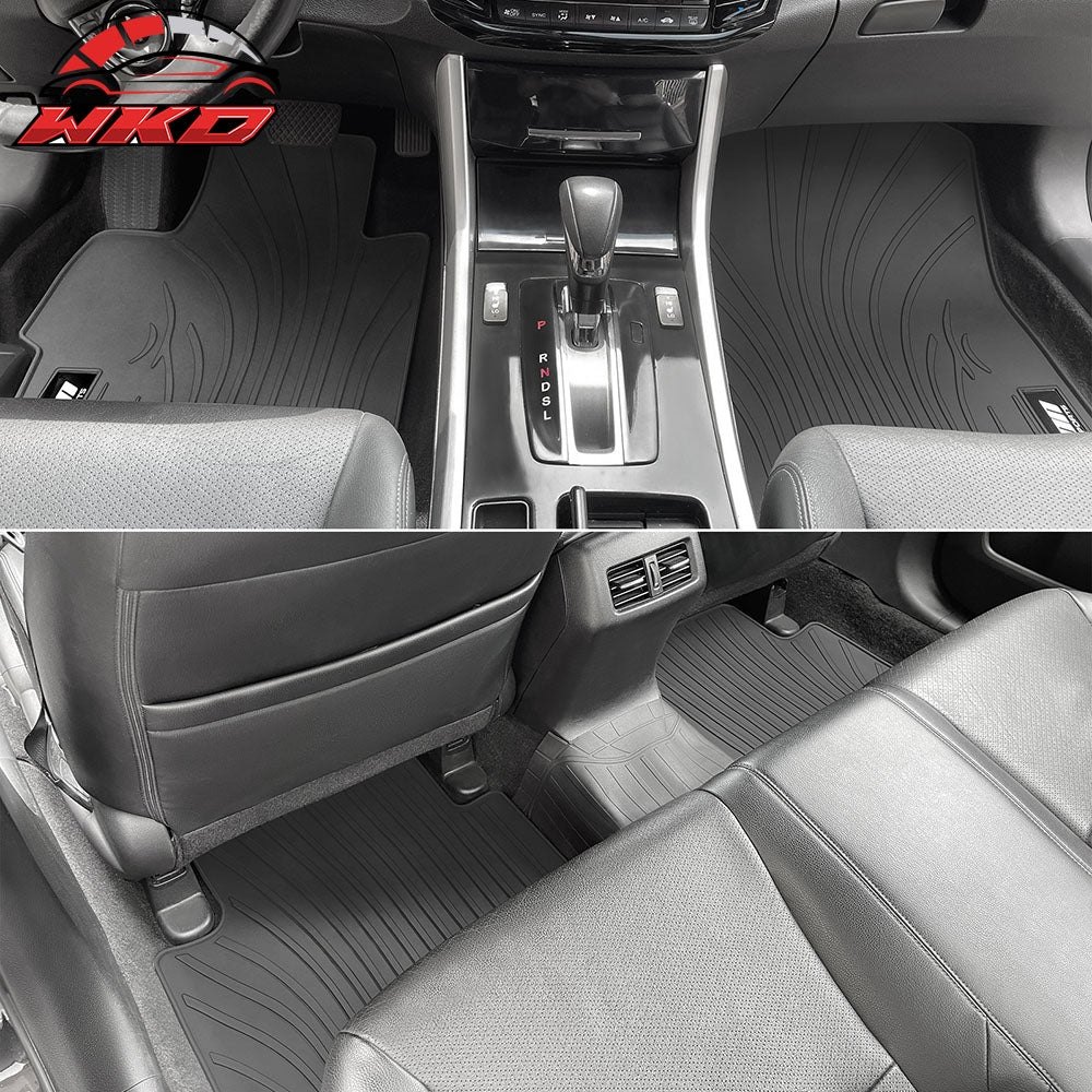 Fits 13-17 Honda Accord 4DR Latex Floor Mats Liner All Weather Carpets Black 5PC