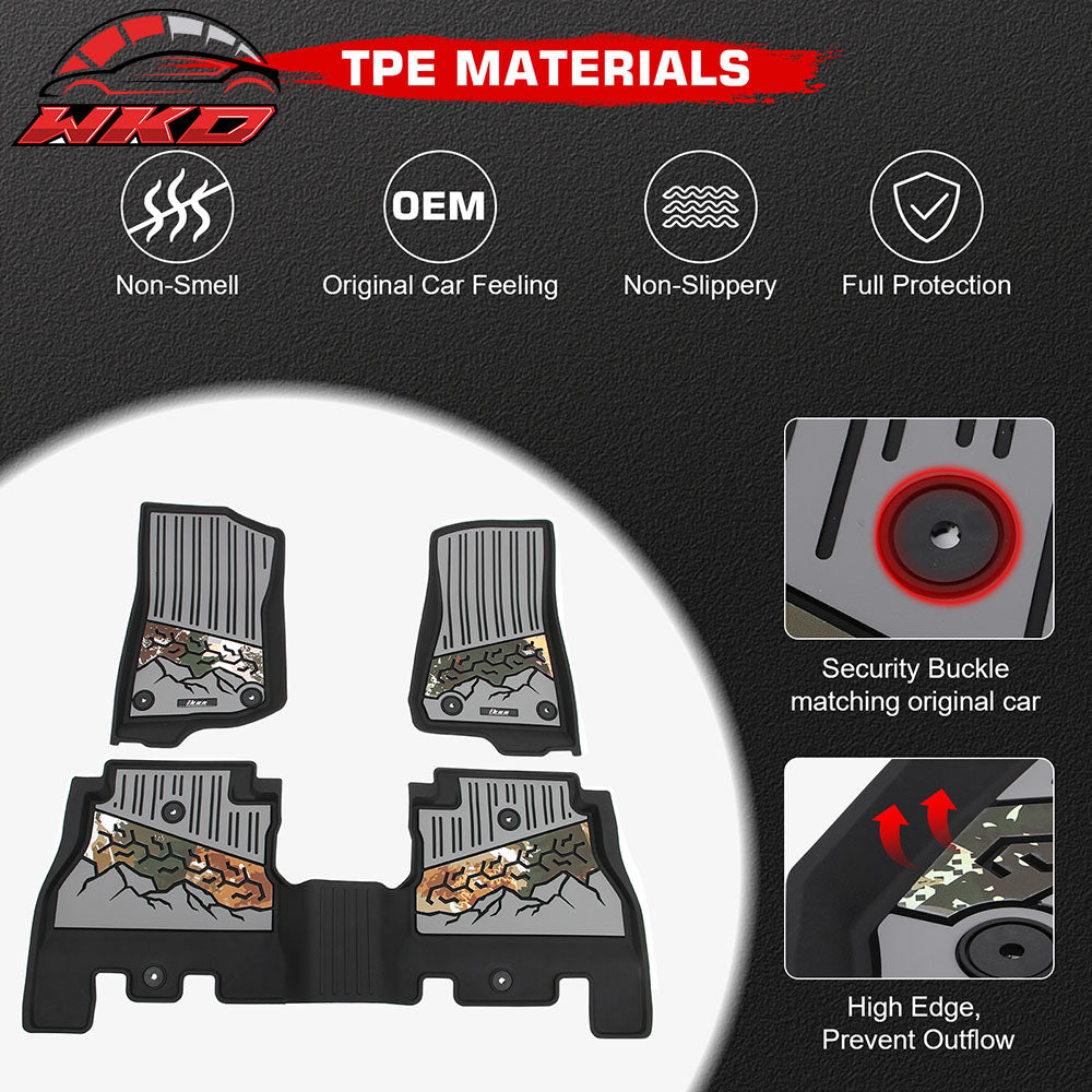 Fits 18-25 Jeep Wrangler JL Unlimited 4Dr TPE Floor Mats Carpet Liner Black Gray