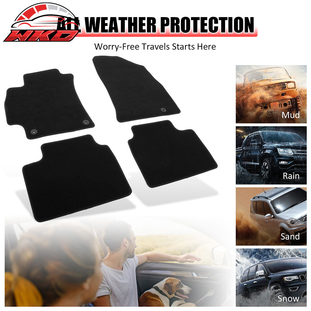 Fits 25-26 Kia K4 Anti-Slip First Second Row Floor Mats Carpets Nylon 4PCS Black